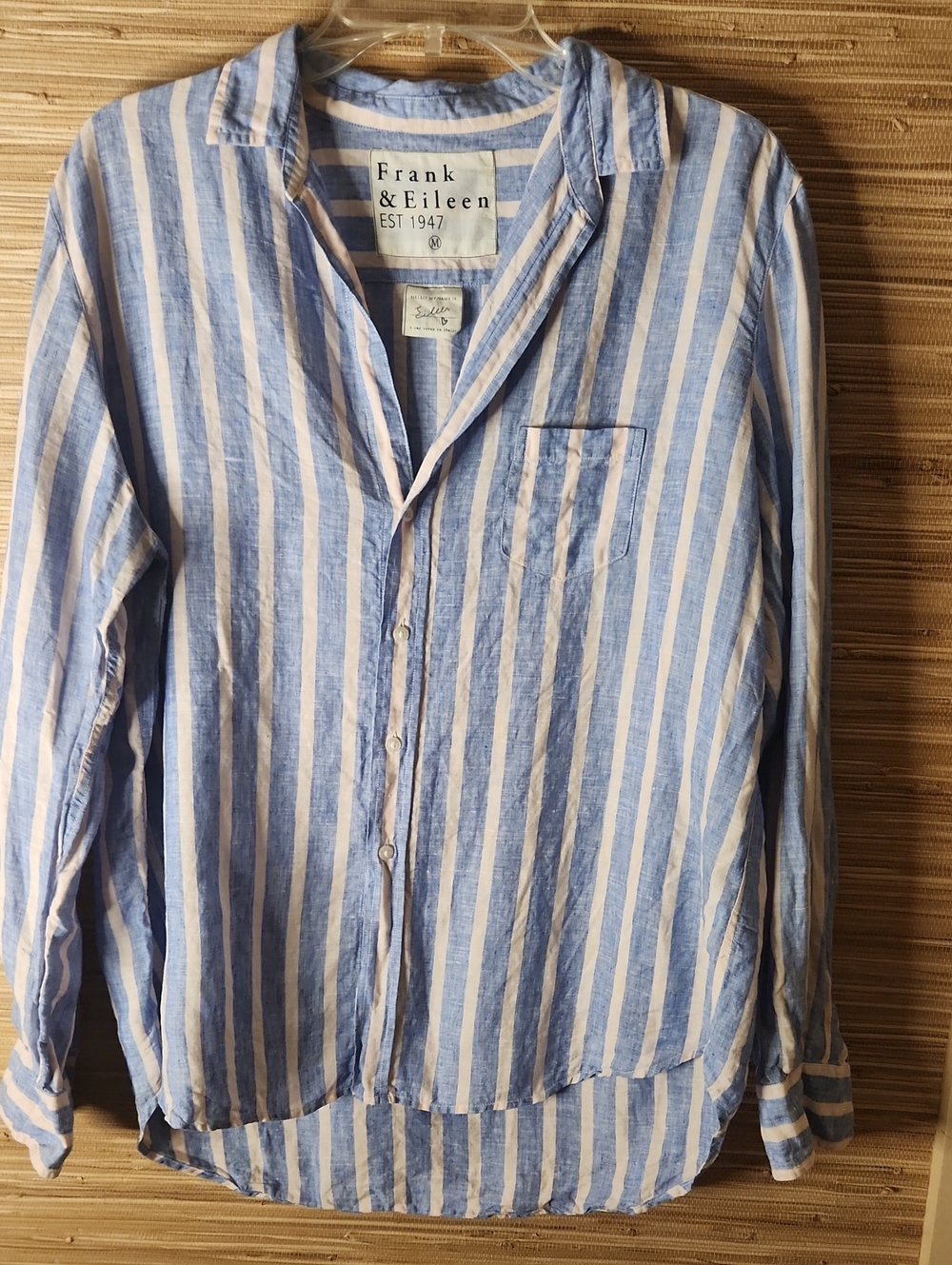 Frank & Eileen Men's Blue and White Striped Linen Shirt